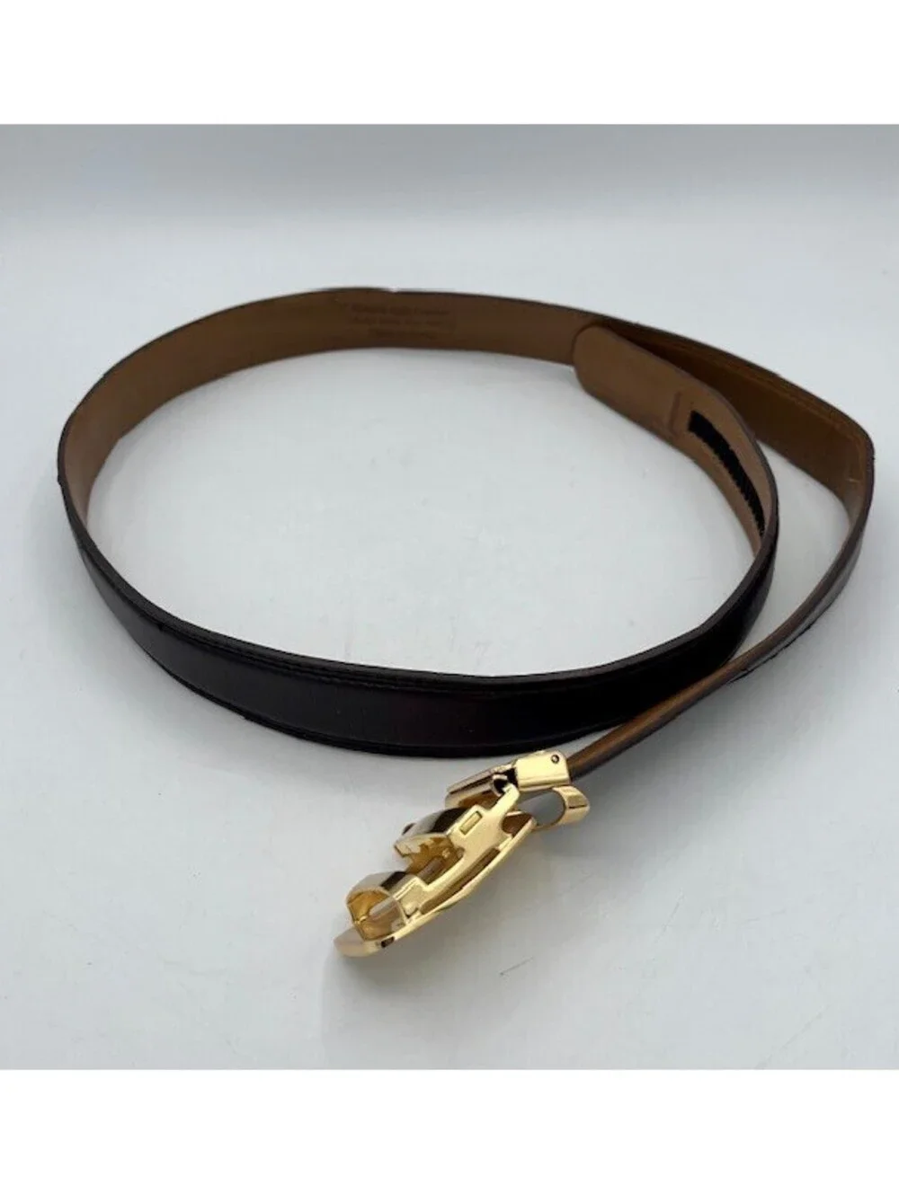 Brown Leather Belt Gold Finished Buckle With Eagl Globe & Anchor Emblem Size 48